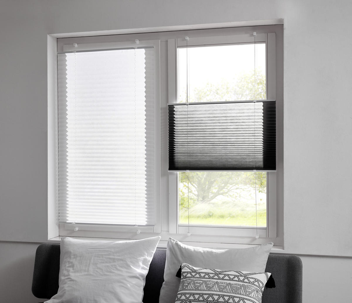 PLISSEE  halbtransparent   50/130 cm   - Weiß, Basics, Textil (50/130cm) - Boxxx