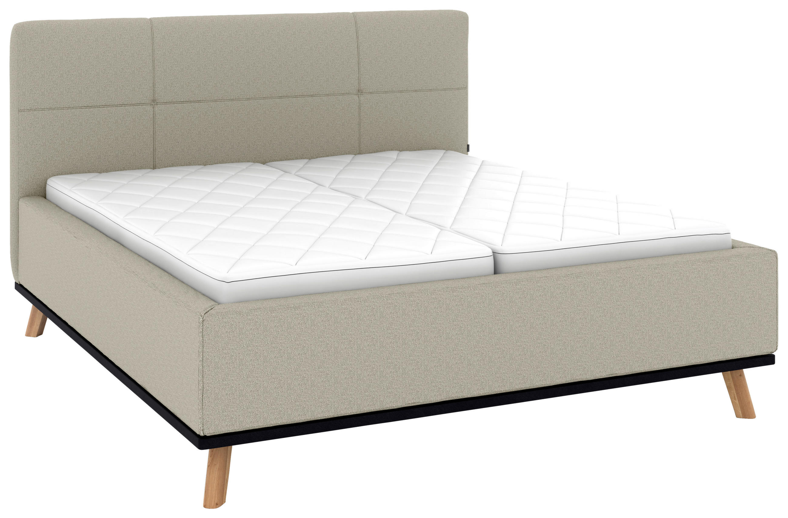POLSTERBETT 160/200 cm,  in Hellgrau, Matratze, Lattenrost, Bettkasten, H2 + H3 = mittel + fest  - Eichefarben/Hellgrau, Design, Holz/Textil (160/200cm) - Musterring