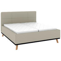 POLSTERBETT 160/200 cm,  in Hellgrau, Matratze, Lattenrost, Bettkasten, H2 + H3 = mittel + fest  - Eichefarben/Hellgrau, Design, Holz/Textil (160/200cm) - Musterring