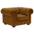 CHESTERFIELD-SESSEL - Wengefarben/Currygelb, LIFESTYLE, Holz/Textil (115/76,5/96cm) - Landscape