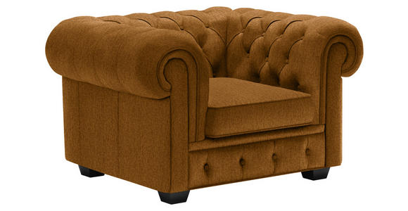 CHESTERFIELD-SESSEL - Wengefarben/Currygelb, LIFESTYLE, Holz/Textil (115/76,5/96cm) - Landscape