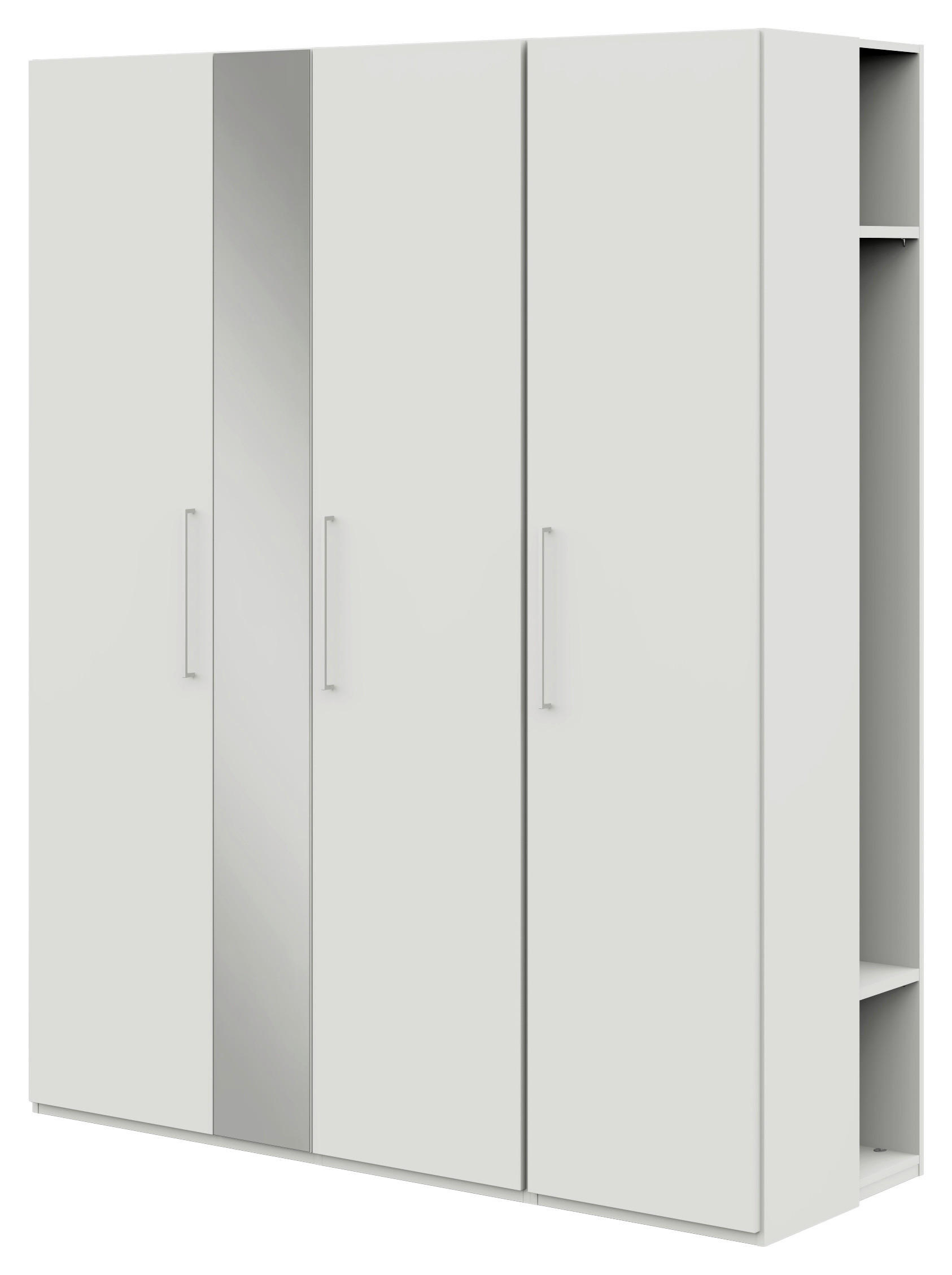 KLEIDERSCHRANK 4-türig Weiß  - Edelstahlfarben/Weiß, Design, Glas/Holzwerkstoff (177,6/213,6/59,3cm) - Cantus