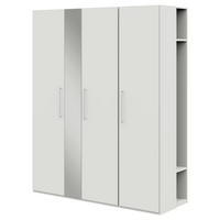 KLEIDERSCHRANK Weiss  - Weiss/Edelstahlfarben, Design, Glas/Holzwerkstoff (177,6/213,6/59,3cm) - Cantus