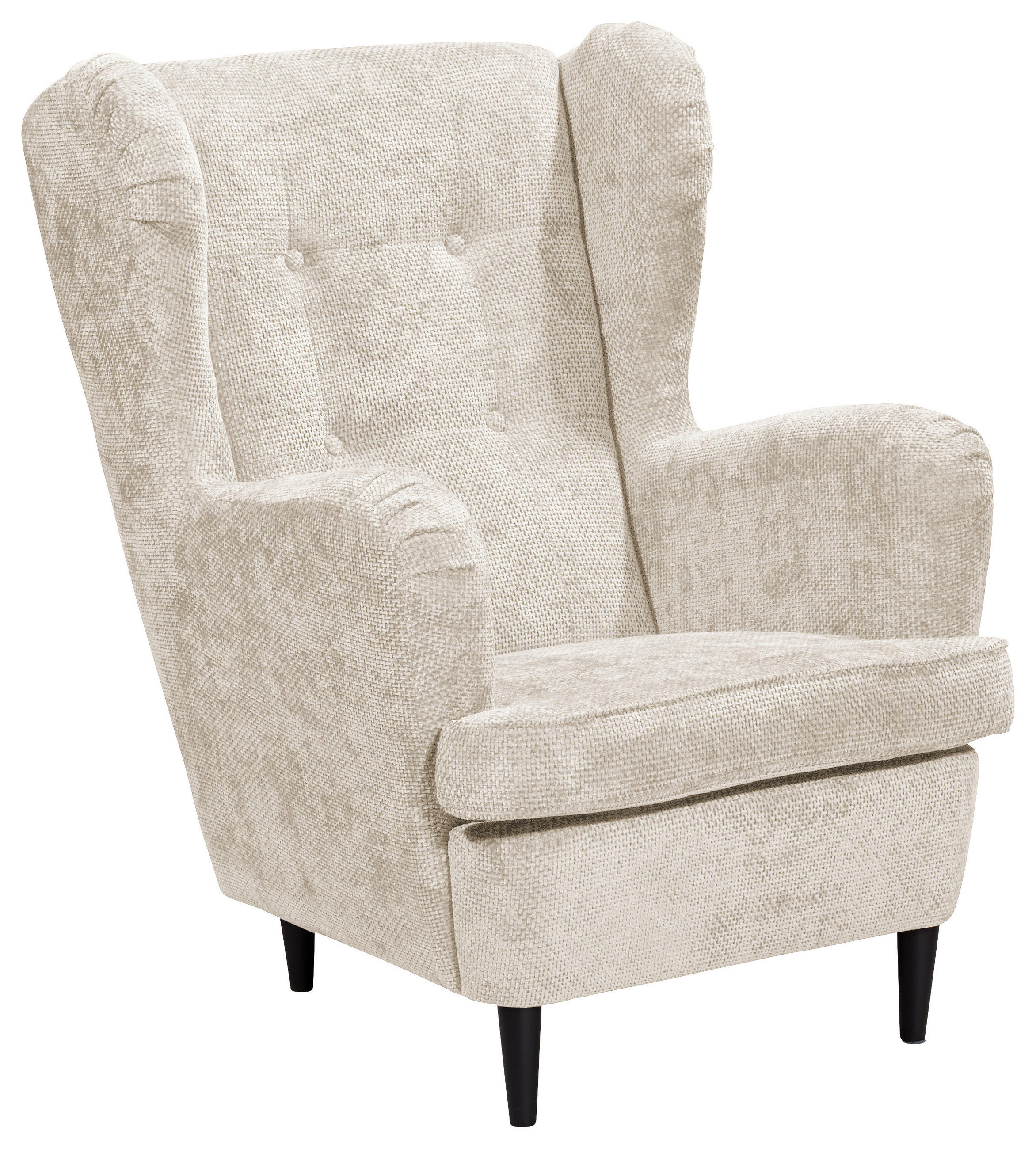 OHRENSESSEL Webstoff Beige  - Beige/Schwarz, KONVENTIONELL, Holz/Textil (78/102/98cm) - MID.YOU