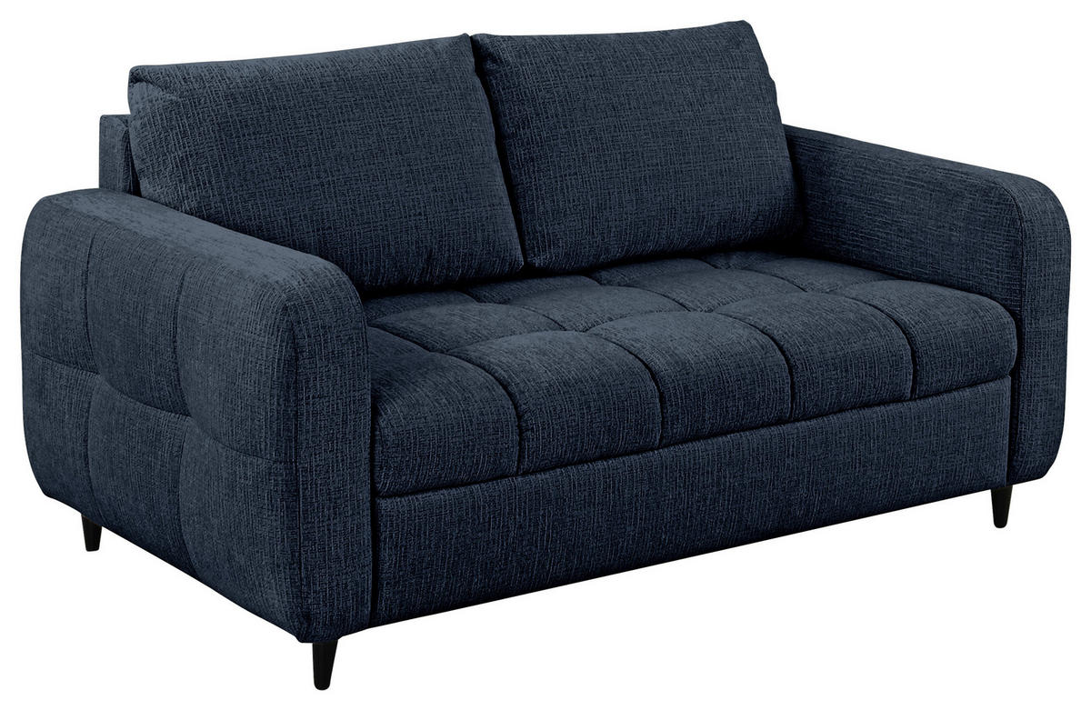 2-SITZER-SOFA Flachgewebe Dunkelblau  - Schwarz/Dunkelblau, MODERN, Holz/Textil (167/88/101cm) - Lomoco