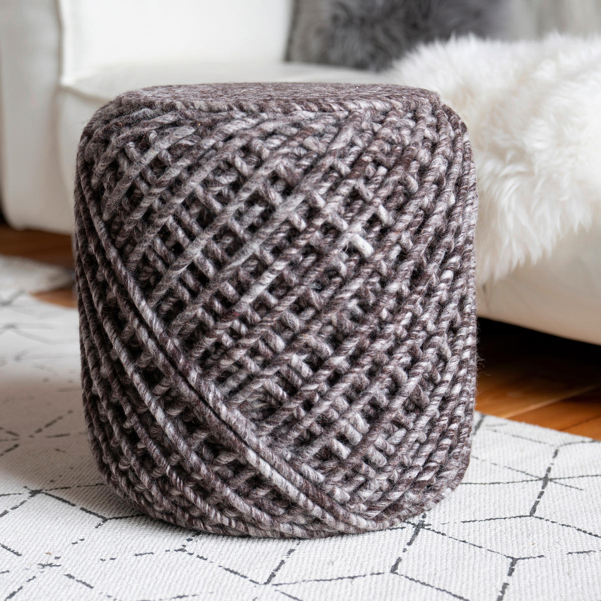POUF in Cappuccino Textil  - Cappuccino, Trend, Textil (40/40cm) - Novel
