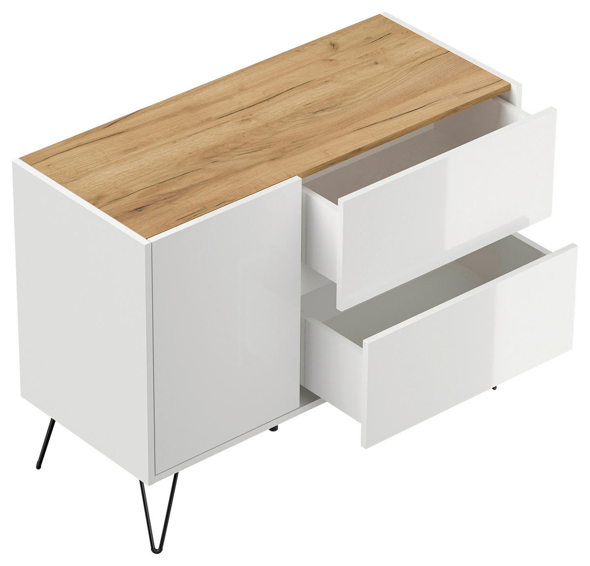 SIDEBOARD Posseik Industrial  in 99/75,8/42 cm  - Eichefarben/Schwarz, Design, Holzwerkstoff/Metall (99/75,8/42cm) - P & B