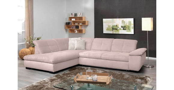 ECKSOFA in Cord Hellrosa 242/313 cm - Hellrosa/Schwarz, Design, Textil/Metall (242/313cm) - Xora