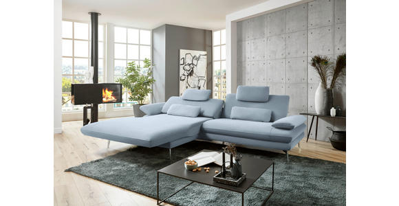 ECKSOFA Hellblau Webstoff  - Schwarz/Hellblau, Design, Textil/Metall (184/284cm) - Dieter Knoll