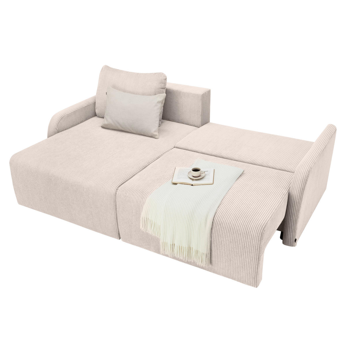 ECKSOFA in Cord Naturfarben  - Schwarz/Naturfarben, Konventionell, Kunststoff/Textil (217/146cm) - Carryhome