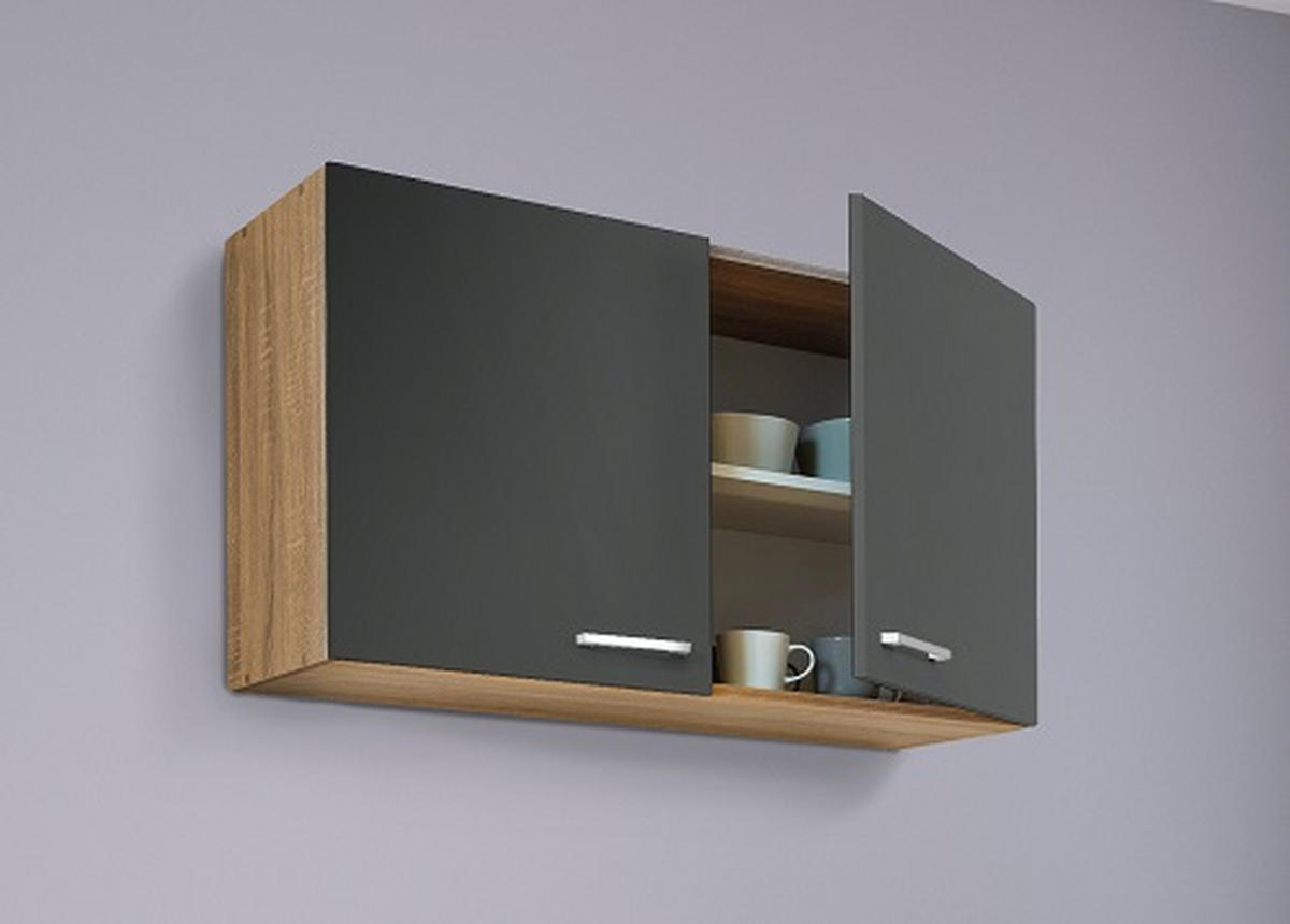 MINIKÜCHE 130 cm   in Eichefarben, Grau  - Eichefarben/Grau, MODERN, Holzwerkstoff/Metall (130cm) - Respekta
