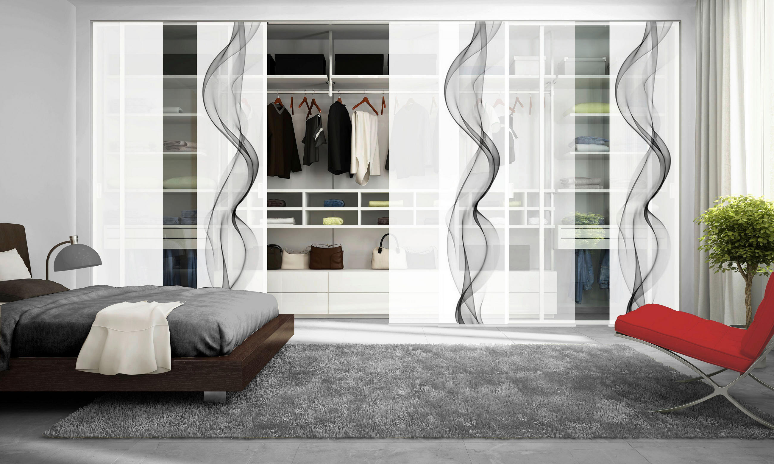 FLÄCHENVORHANG in Grau halbtransparent - Grau, Design, Textil (60/245cm)
