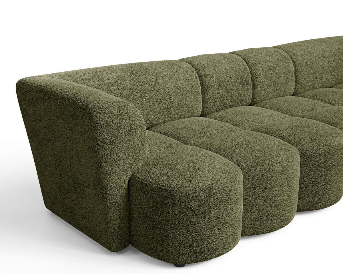 VIERSITZER-SOFA Chenille Dunkelgrün  - Dunkelgrün/Schwarz, MODERN, Kunststoff/Textil (307/84/107cm) - Milino