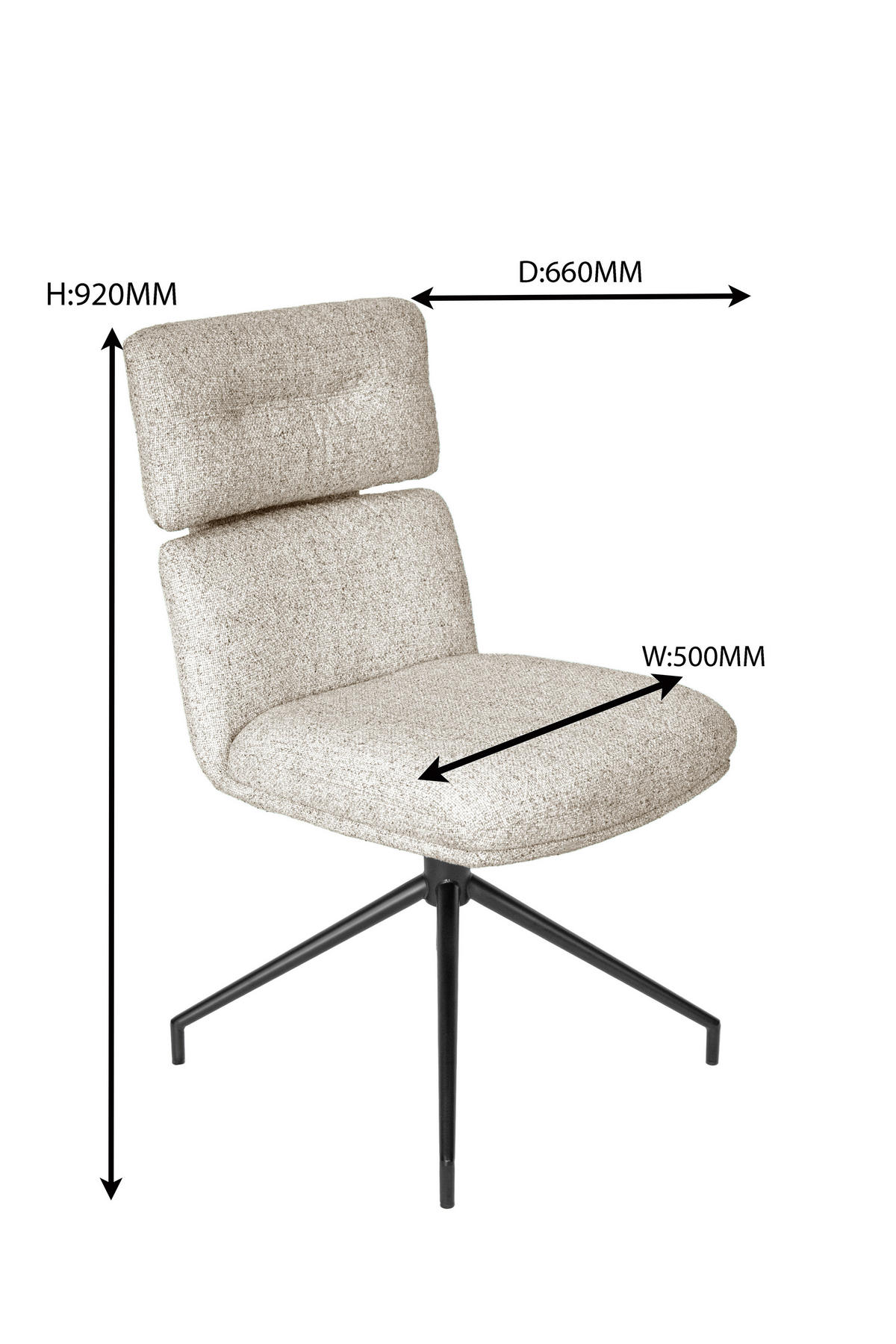 STUHL - Beige/Schwarz, Design, Textil/Metall (50/92/64,5cm) - Dieter Knoll