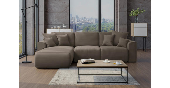 ECKSOFA Taupe Cord - Taupe/Chromfarben, KONVENTIONELL, Kunststoff/Textil (195/293cm) - Carryhome