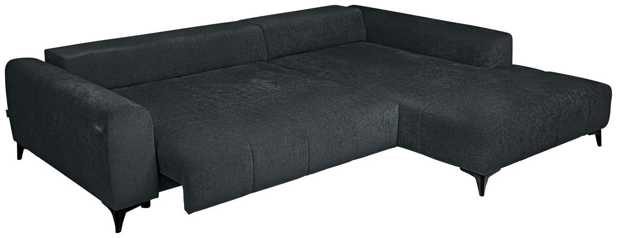 ECKSOFA  in Chenille Dunkelgrau  279/222 cm  - Dunkelgrau/Schwarz, KONVENTIONELL, Kunststoff/Textil (279/222cm) - Hom`in