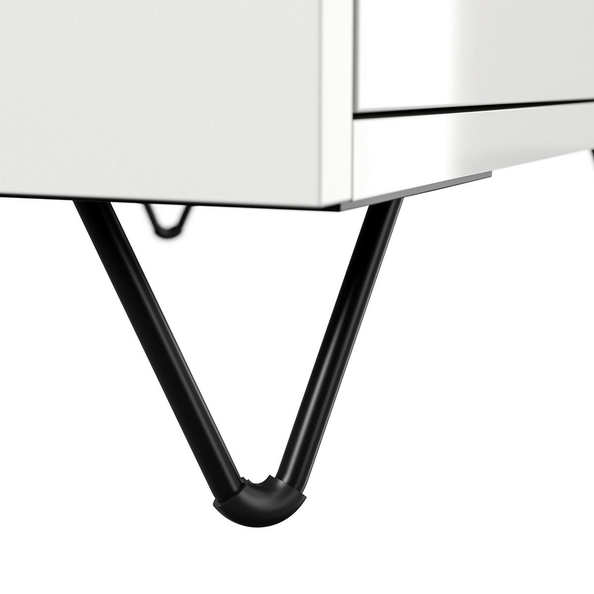 NACHTTISCH 61,2/65/42 cm  - Weiß Hochglanz/Schwarz, Basics, Holzwerkstoff/Metall (61,2/65/42cm) - MID.YOU