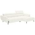 ECKSOFA in Cord Creme  - Creme/Schwarz, KONVENTIONELL, Textil/Metall (277/174cm) - Carryhome