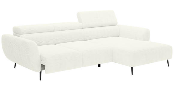 ECKSOFA in Cord Creme  - Creme/Schwarz, KONVENTIONELL, Textil/Metall (277/174cm) - Carryhome