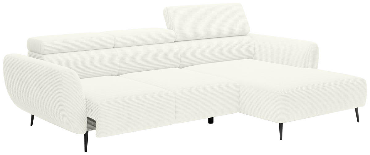 ECKSOFA in Cord Creme  - Creme/Schwarz, Konventionell, Textil/Metall (277/174cm) - Carryhome