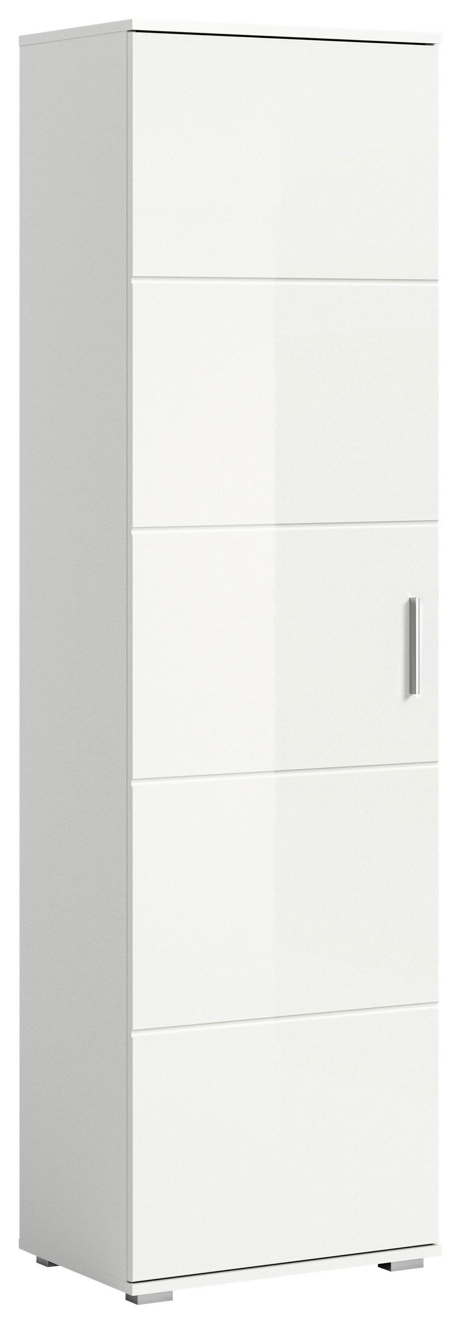 GARDEROBENSCHRANK Prego  in 55/191/37 cm  - Weiß Hochglanz/Silberfarben, Design, Holzwerkstoff/Kunststoff (55/191/37cm) - Xora