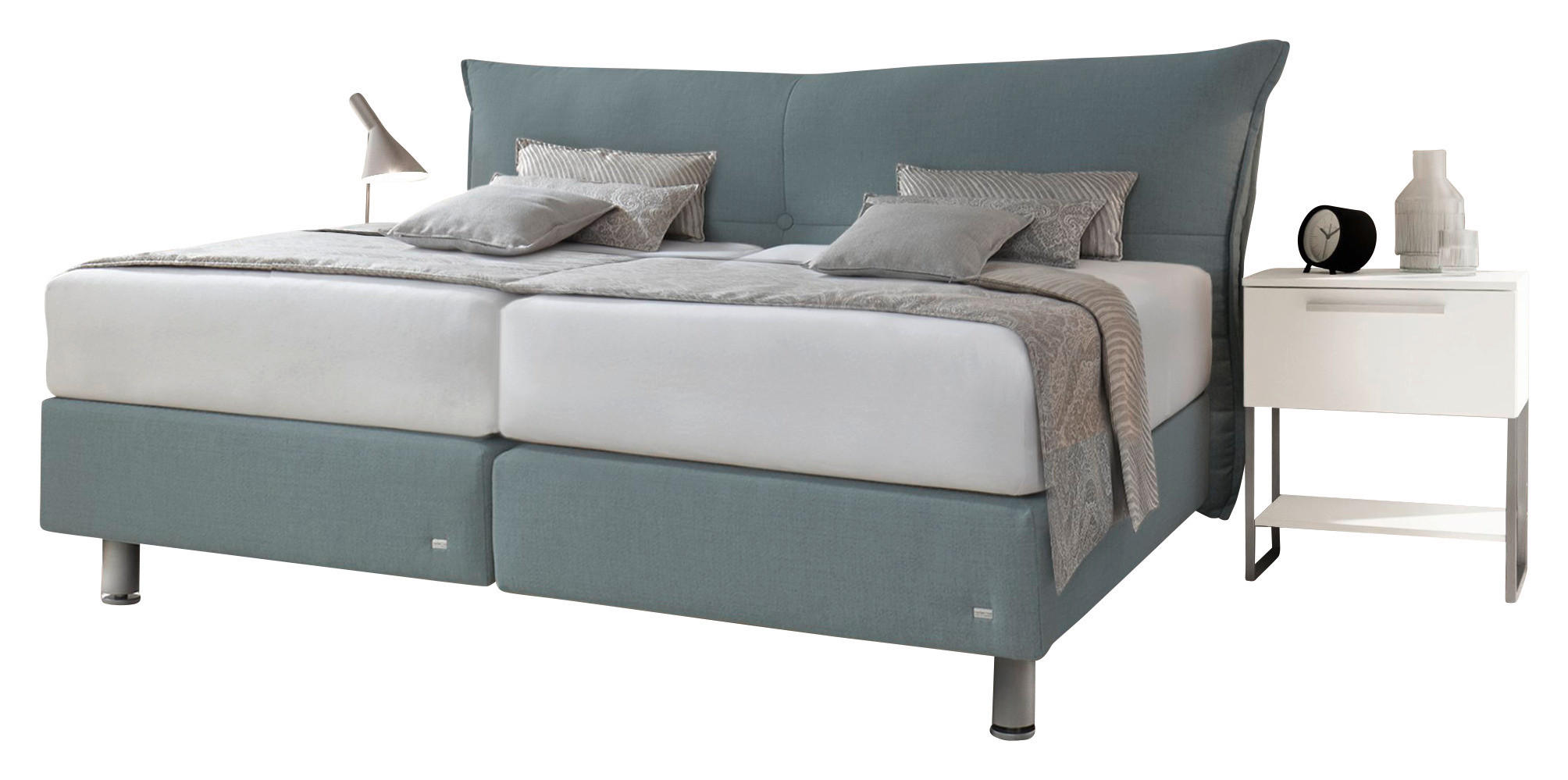 BOXSPRINGBETT 200/200 cm  in Grau  - Schwarz/Alufarben, Design, Kunststoff/Textil (200/200cm) - RUF Betten