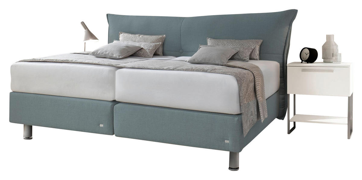 BOXSPRINGBETT 200/200 cm  in Grau  - Schwarz/Alufarben, Design, Kunststoff/Textil (200/200cm) - RUF Betten