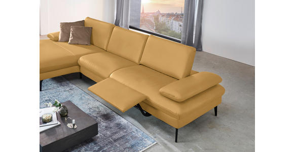 ECKSOFA in Echtleder Gelb 157/325 cm - Gelb/Schwarz, Design, Leder/Metall (157/325cm) - Dieter Knoll
