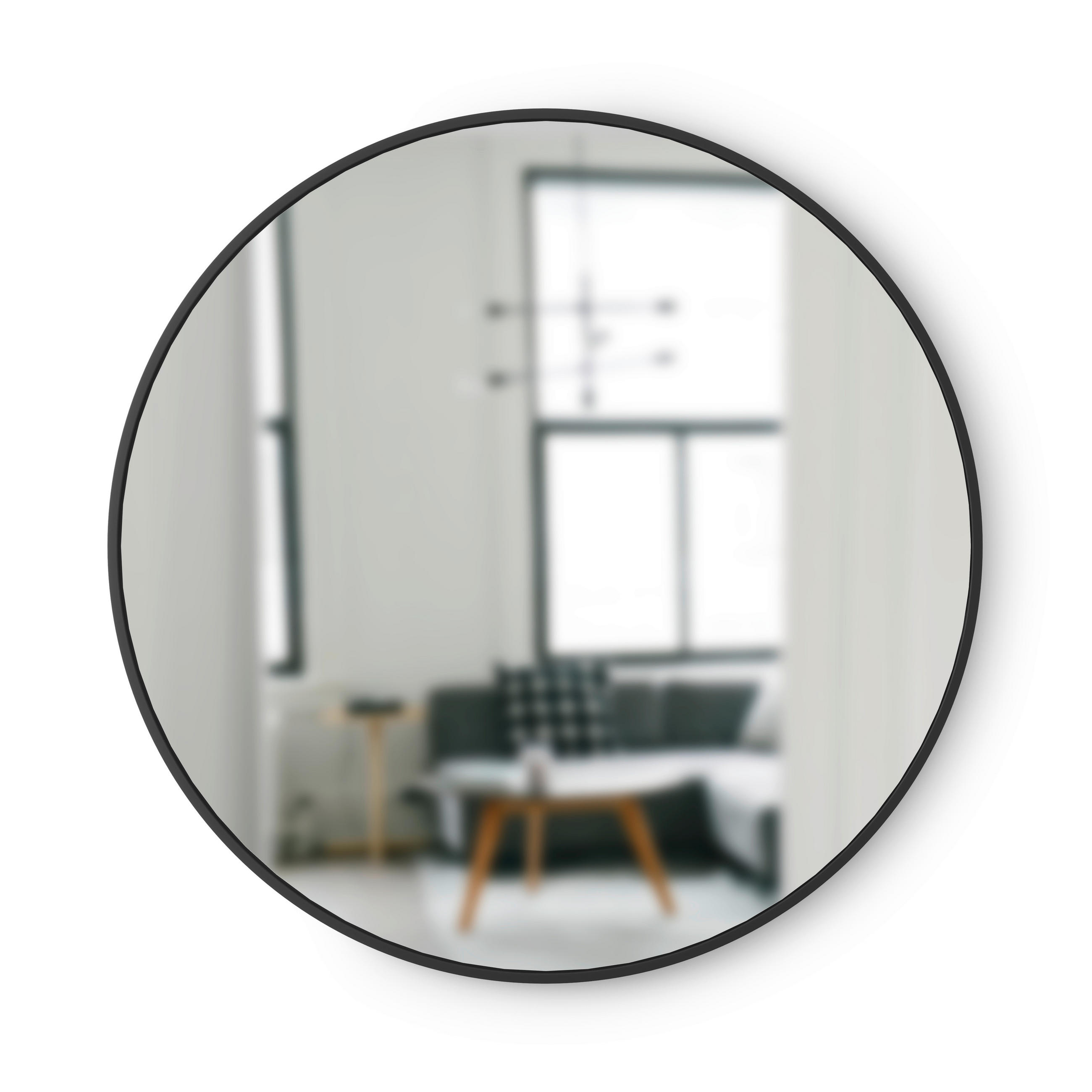 WANDSPIEGEL 94/94/3 cm in rund - Schwarz, KONVENTIONELL, Glas/Kunststoff (94/94/3cm) - Umbra