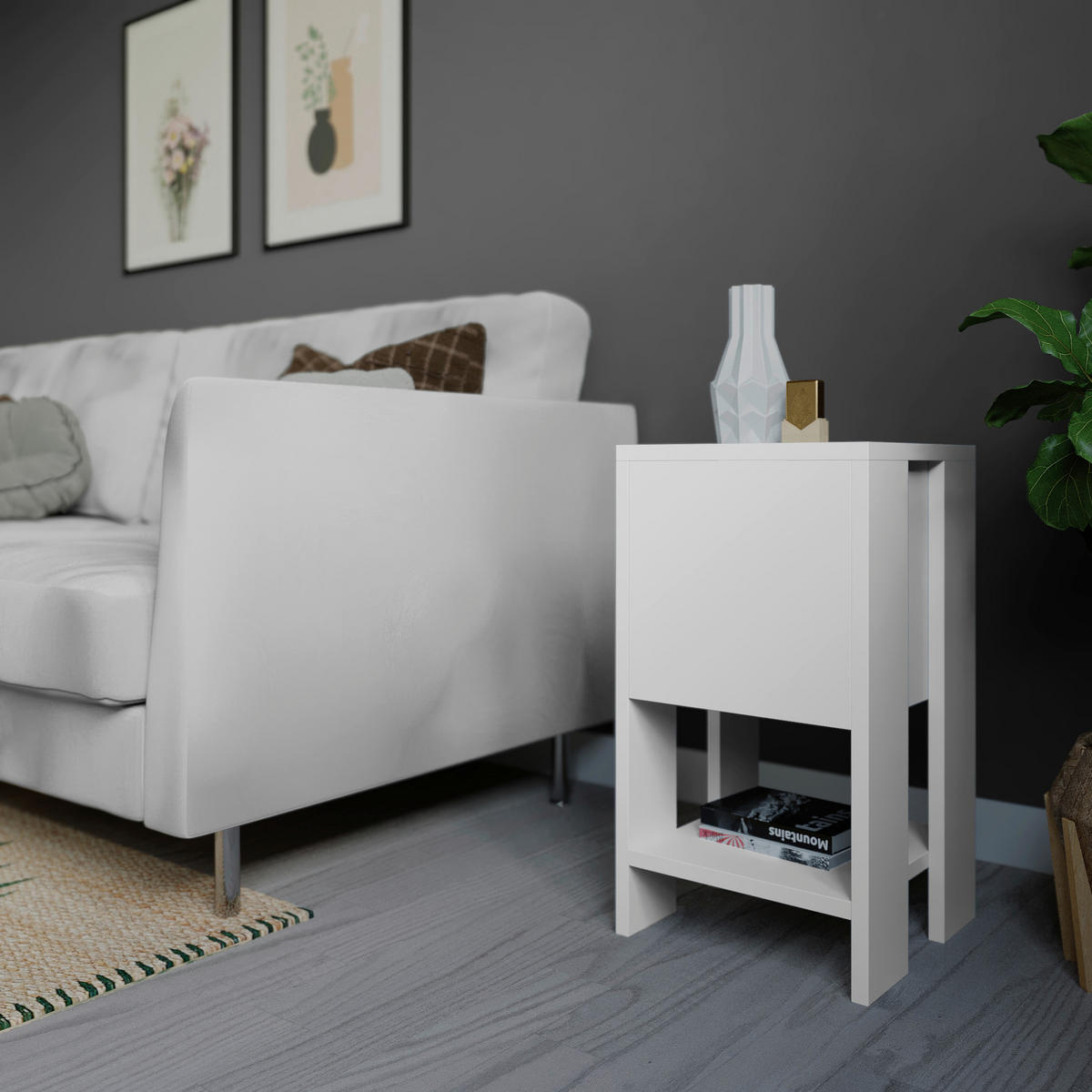 NACHTTISCH 30/55/30 cm  in Weiss  - Weiss, Design, Holzwerkstoff (30/55/30cm) - Livetastic
