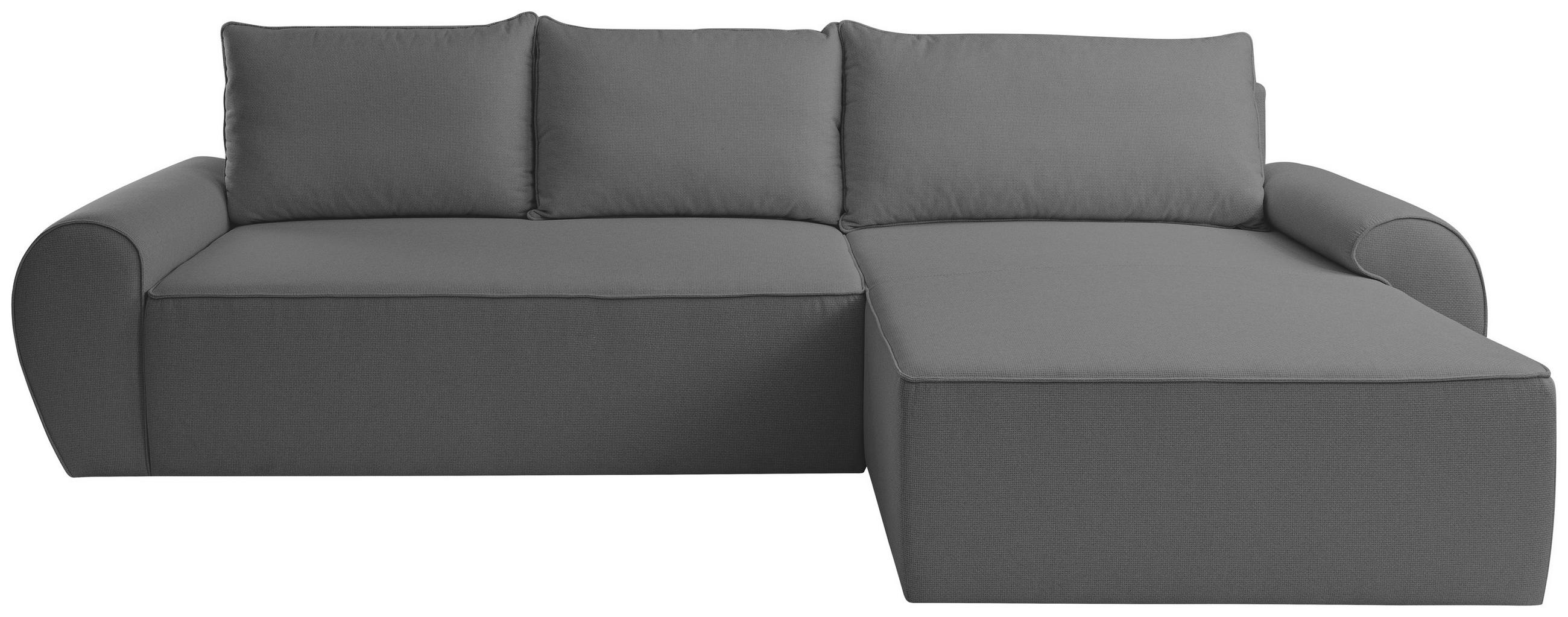 ECKSOFA Hellgrau Flachgewebe  - Hellgrau/Schwarz, KONVENTIONELL, Kunststoff/Textil (292/173cm) - Carryhome