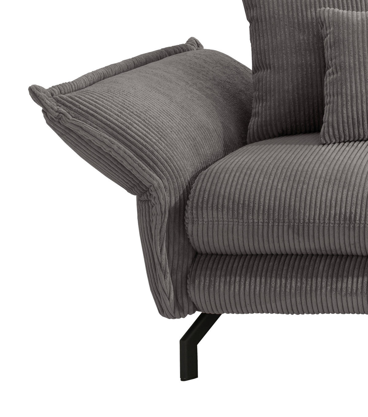 ECKSOFA Grau Cord  - Schwarz/Grau, MODERN, Textil/Metall (255/180cm) - Livetastic