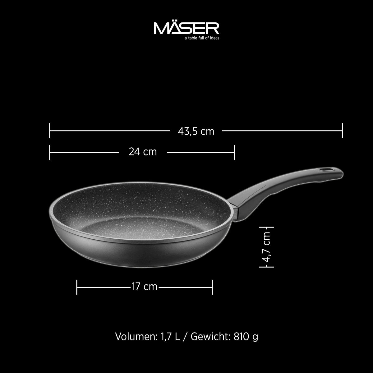PFANNENSET LEONIS Aluminium 3-teilig  - Schwarz, Basics, Metall - Mäser