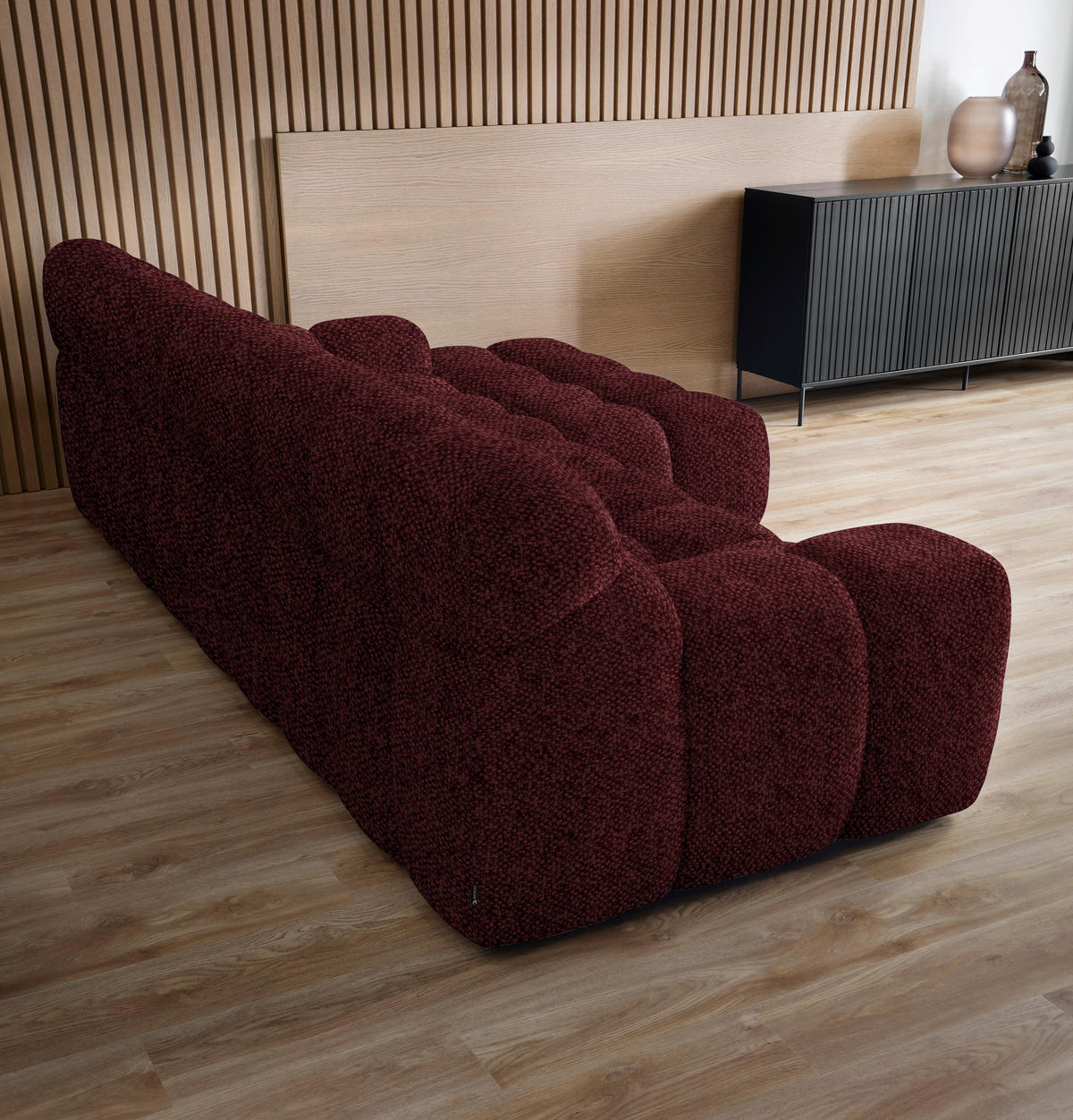 ECKSOFA in Webstoff Bordeaux  - Bordeaux/Schwarz, Modern, Kunststoff/Textil (297/180cm) - Welnova