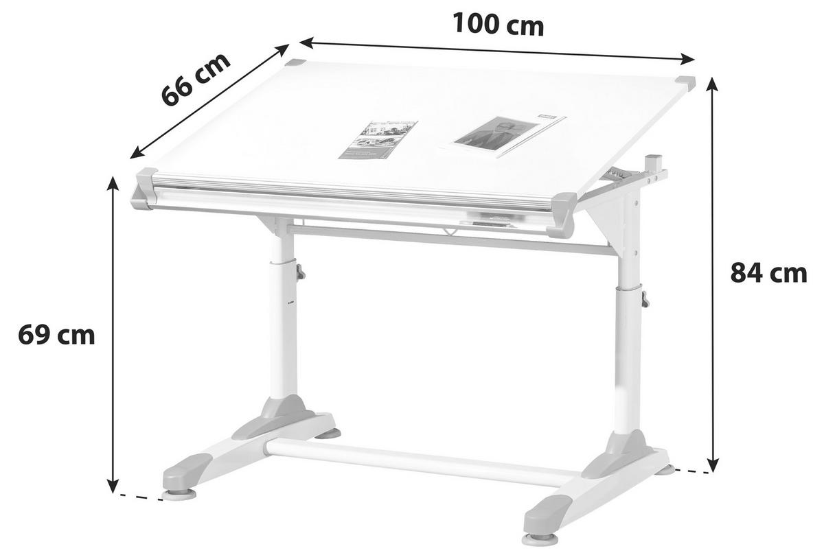 JUGENDSCHREIBTISCH 100/66/69-84 cm  in Pink, Weiss, Grün  - Weiss/Pink, Konventionell, Holzwerkstoff/Metall (100/66/69-84cm) - MID.YOU