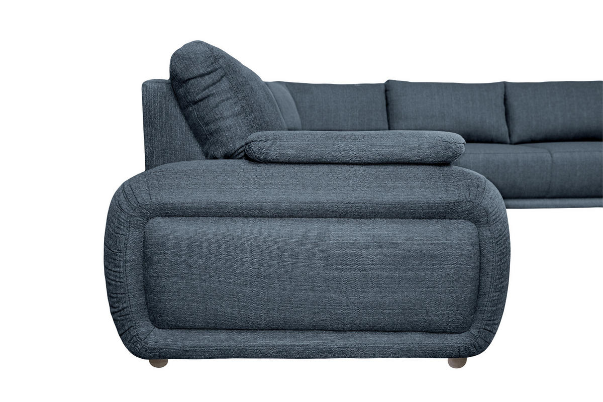 ECKSOFA Blau Struktur  - Chromfarben/Blau, KONVENTIONELL, Textil/Metall (310/280cm) - Carryhome