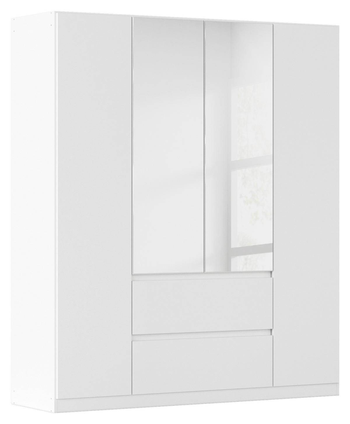 GARDEROB MED GÅNGJÄRN 181/210/54 cm 4-dörrar - vit/silver, Basics, trämaterial (181/210/54cm) - Rauch Möbel