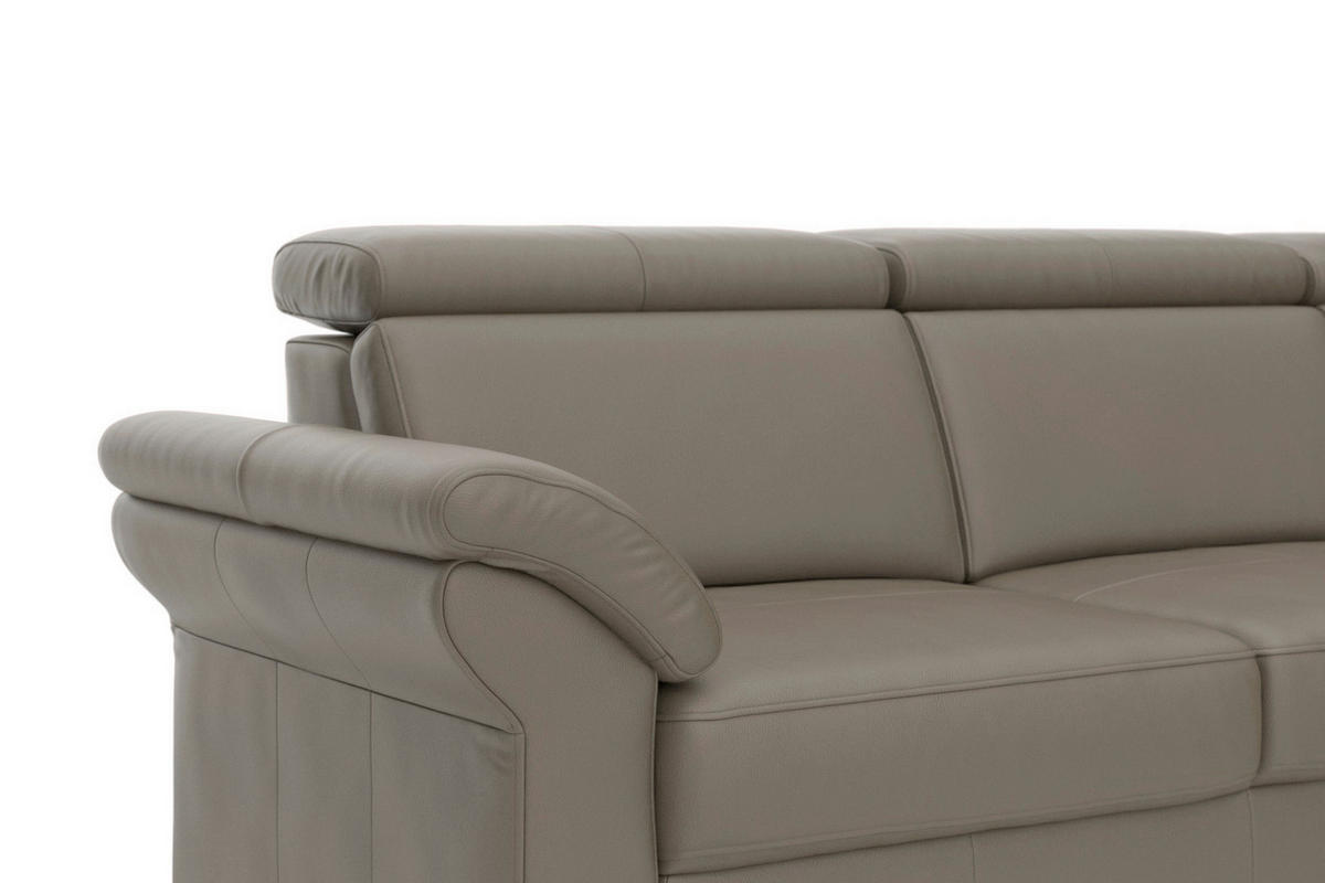 ECKSOFA 245/194 cm ARNGAST E in Echtleder Grau Kopfteilverstellung  245/194 cm  - Chromfarben/Grau, Basics, Leder/Textil (245/194cm) - Sit & More