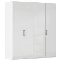 DREHTÜRENSCHRANK 201/223/61 cm,  in Weiß, Weiß Hochglanz, 4-türig  - Edelstahlfarben/Weiß Hochglanz, Basics, Holzwerkstoff/Metall (201/223/61cm) - Novel