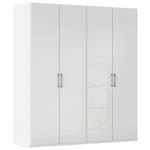 DREHTÜRENSCHRANK 201/223/61 cm,  in Weiß, Weiß Hochglanz, 4-türig  - Edelstahlfarben/Weiß Hochglanz, Basics, Holzwerkstoff/Metall (201/223/61cm) - Novel