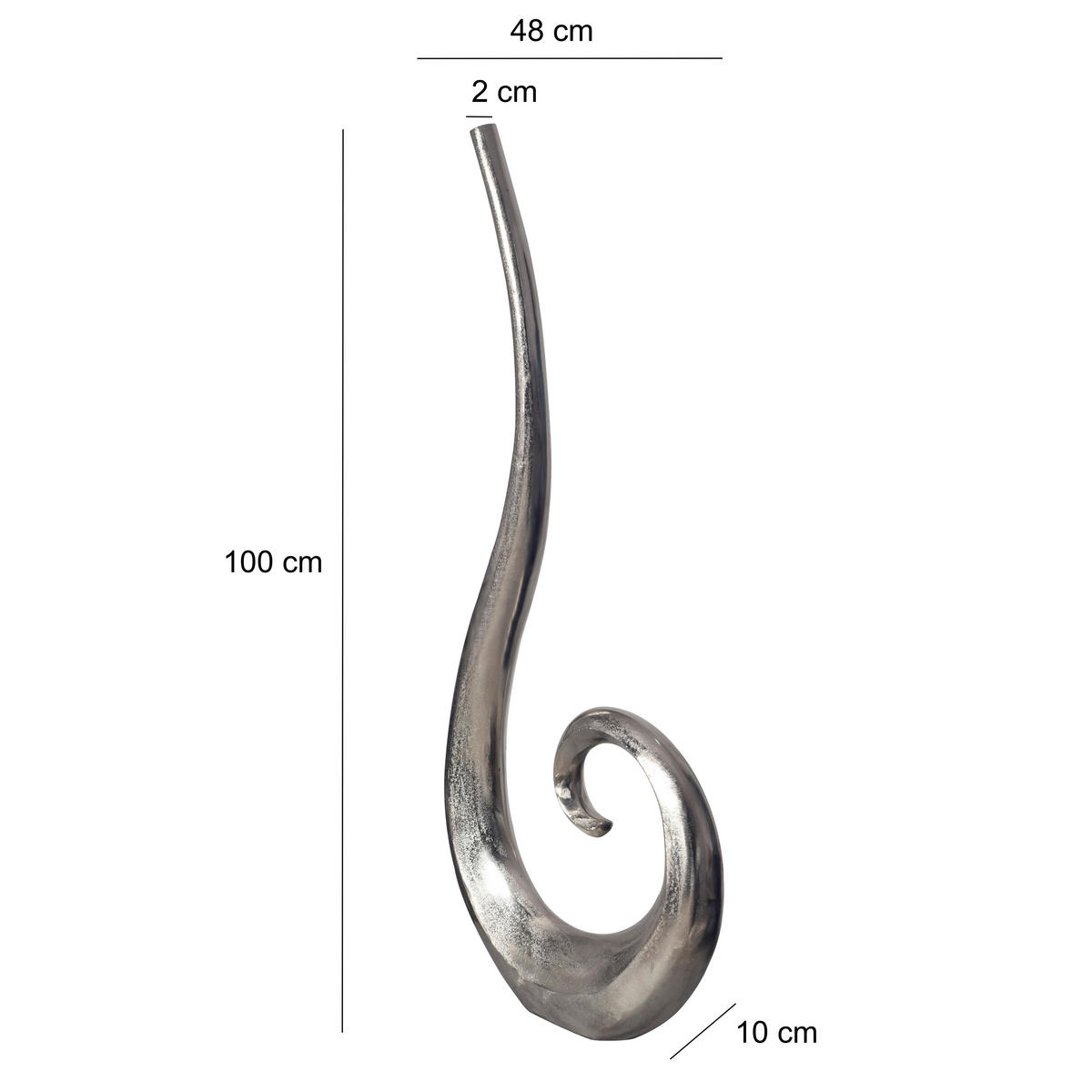 DEKOVASE  - Silberfarben, Design, Metall (48/100/10cm) - Livetastic