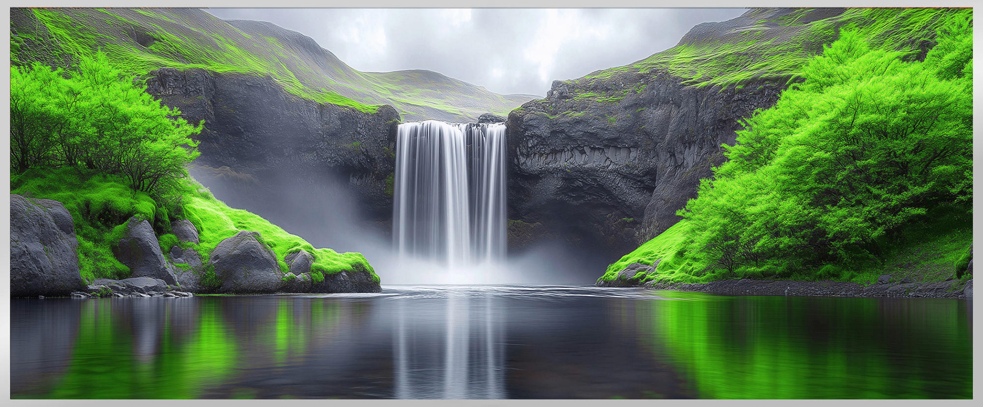 Euroart Metallbild Impressive Waterfall II Mehrfarbig 50x120x4 cm
