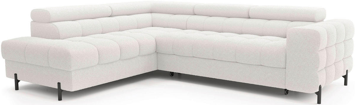 ECKSOFA Weiß Plüsch  - Schwarz/Weiß, Design, Textil/Metall (200/276cm) - MID.YOU