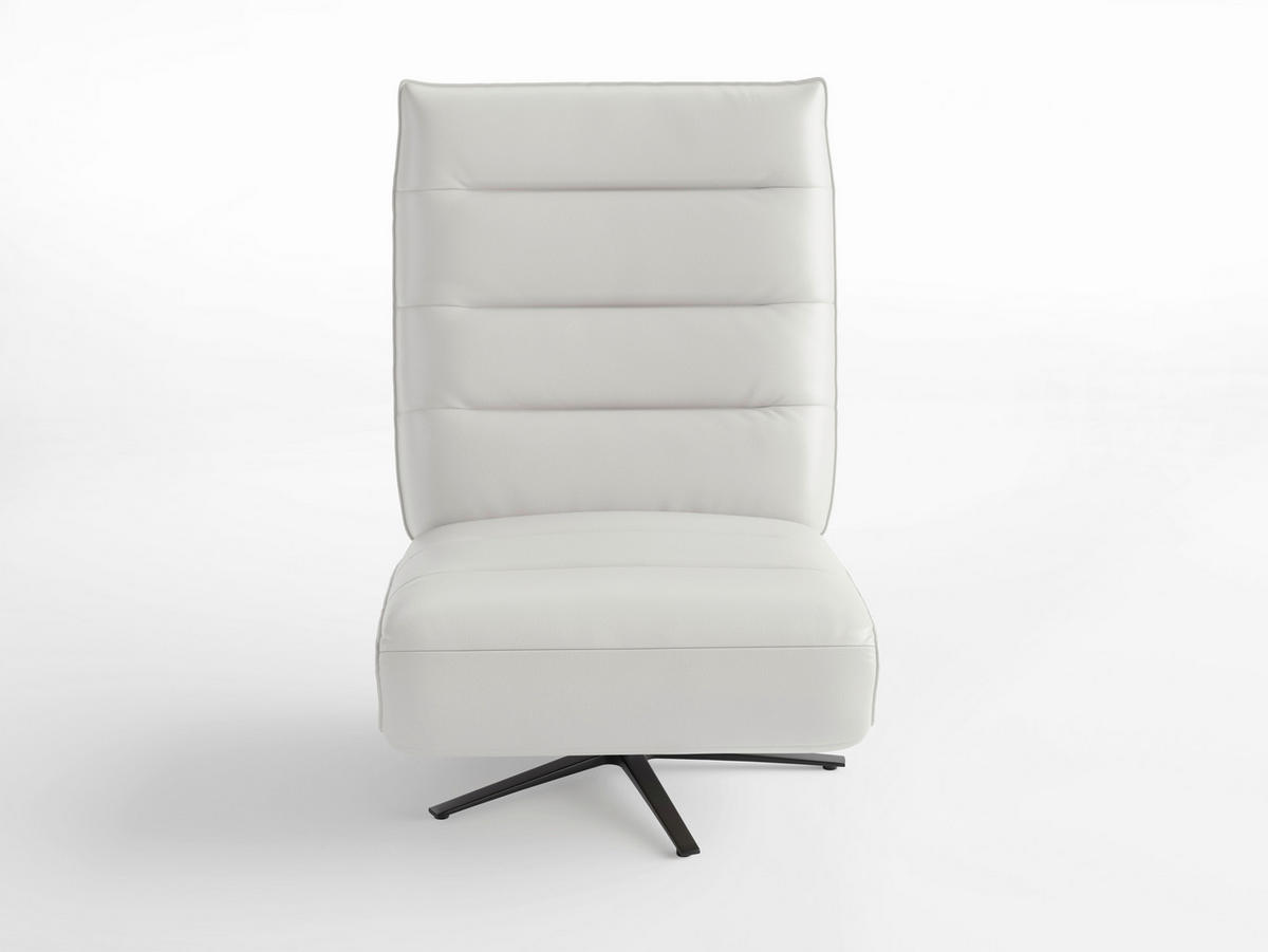 RELAXSESSEL Leder Weiss  - Weiss/Schwarz, Basics, Leder/Metall (80/109/98cm) - Sit & More