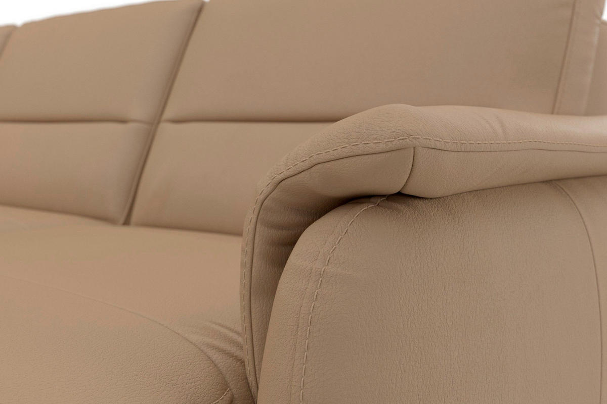 WOHNLANDSCHAFT PALMERA E Cappuccino Echtleder  - Eichefarben/Cappuccino, Basics, Leder/Holz (212/308/163cm) - Sit & More