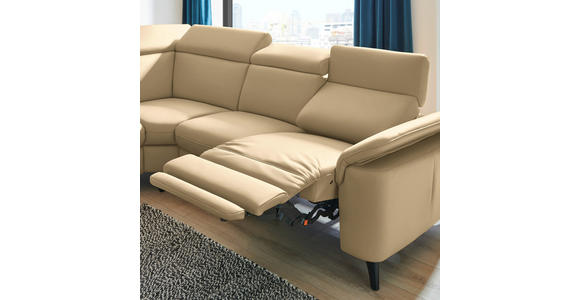 ECKSOFA in Echtleder Hellbraun  - Hellbraun/Schwarz, Design, Leder/Metall (239/289cm) - Cantus