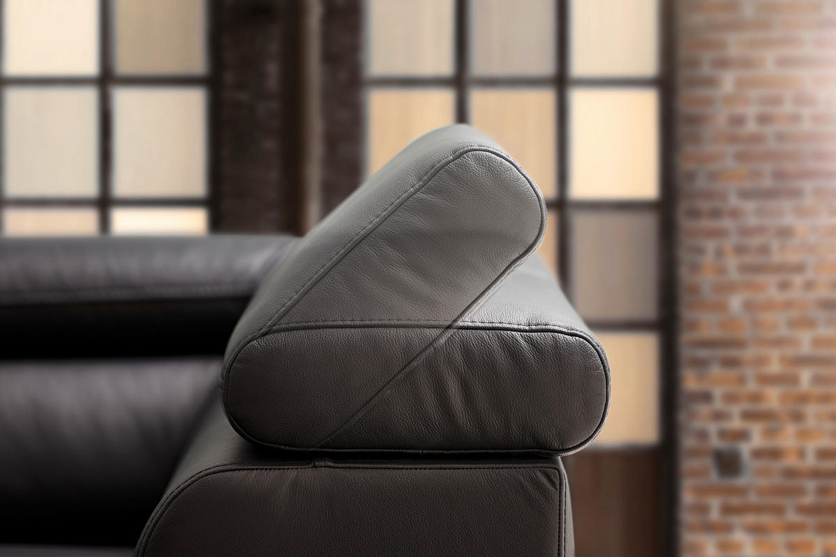 WOHNLANDSCHAFT Creme Echtleder  - Silberfarben/Creme, Design, Leder/Metall (170/340/220cm) - Novel