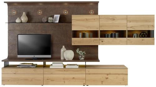 Wohnwand in Eichefarben, Rostfarben