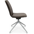 STUHL  in Aluminium Echtleder pigmentiert Metall, Leder  - Alufarben/Braun, Design, Leder/Metall (46/81,5-84,5/55cm) - Johann Jakob
