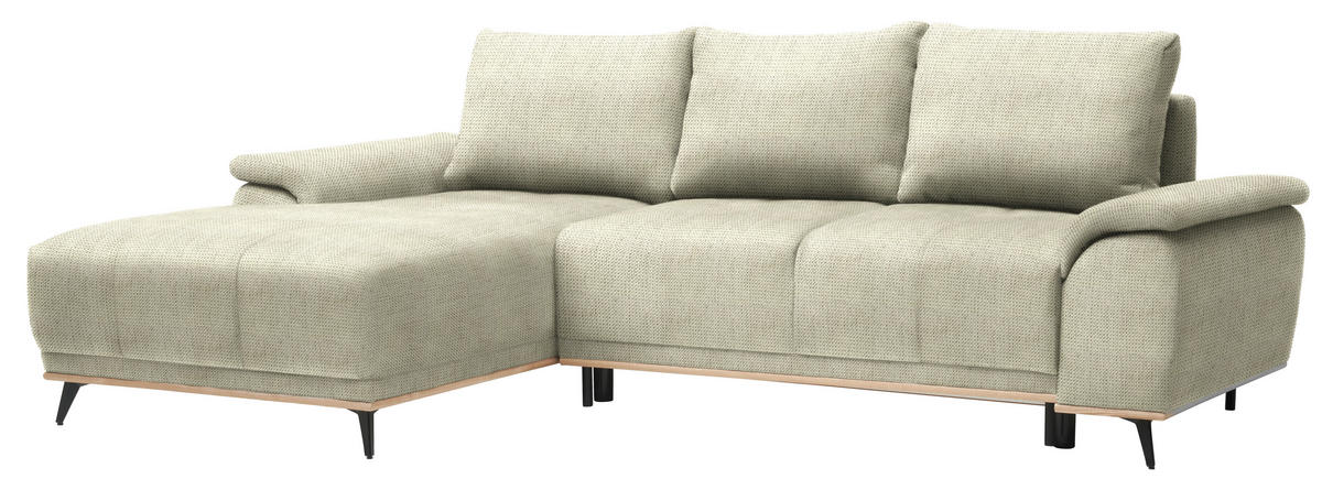 ECKSOFA in Chenille Beige  - Beige/Schwarz, Modern, Textil/Metall (168/262cm) - home24